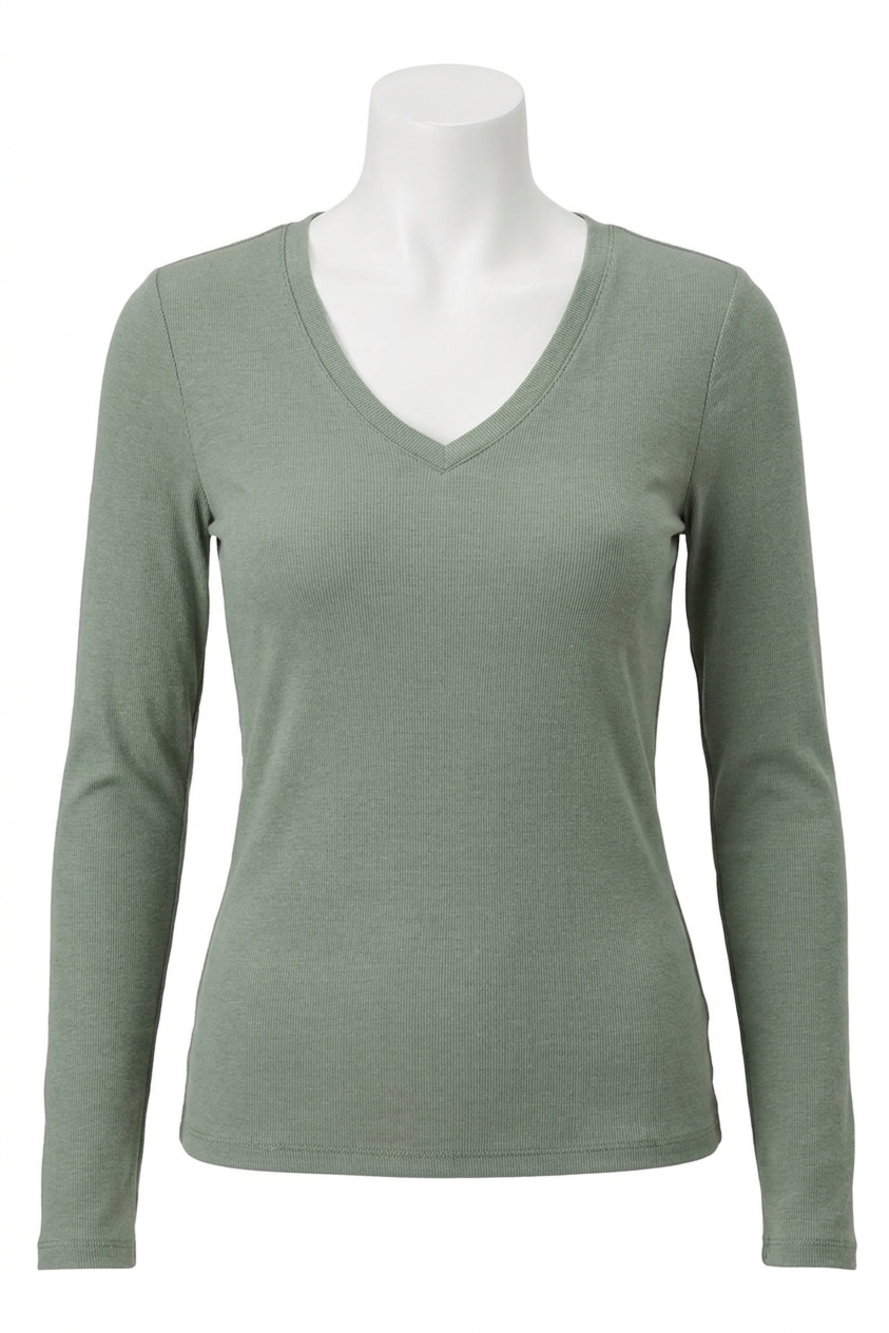 NEW ANOTHER LOVE sophie rib long sleeve tee in sagebrush